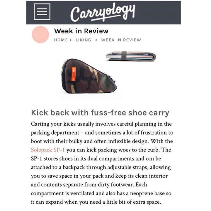 Carryology: Kick Back with Fuss-free Shoe Carry - Solepack